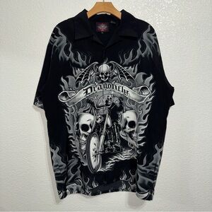Vintage Skull Biker Bowling Tee